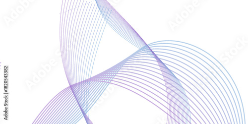 Dark abstract background with shining waves. Shiny moving lines design element. Modern blue purple gradient flowing wave lines. Vector illustration