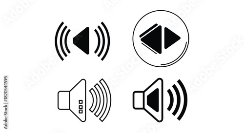 Audio sound vector icons multimedia player rewind speaker volume