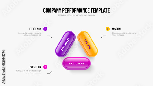 Financial Report 3 Option Diagram Presentation Design. Corporate Development Frame Template Vector Illustration. Company Overview Three Element Infographic Slideshow Layout.