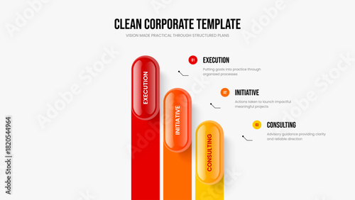 Modern Launch Three Step Infographic Slideshow Layout. Digital Planning 3 Option Diagram Slide Design. Product Proposal Presentation Template Vector Illustration.