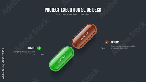 Creative Portfolio 2 Element Infographic Slideshow Template. Financial Insight Two Step Diagram Slide Layout. Modern Report Frame Design Vector Illustration.
