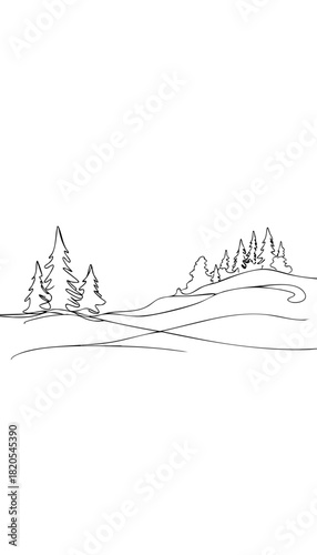 Single line drawing in modern minimalist style of overcast weather with gray skies 