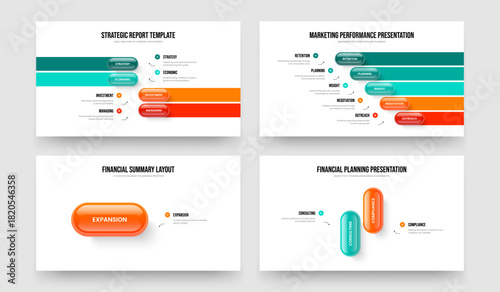 Professional Briefing 4 5 1 2 Element Infographic Presentation Template Bundle. Company Development Four Five One Two Option Diagram Frame Layout Vector Illustration Collection.