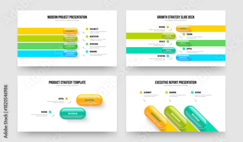Corporate Introduction 4 5 2 3 Element Infographic Presentation Template Bundle. Modern Plan Four Five Two Three Option Diagram Frame Design Vector Illustration Collection.