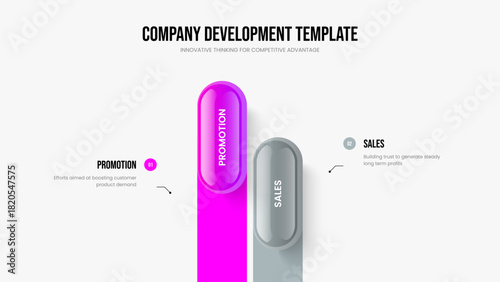 Visual Insight Two Element Infographic Frame Template. Investor Launch 2 Step Diagram Slide Layout. Marketing Overview Presentation Design Vector Illustration.