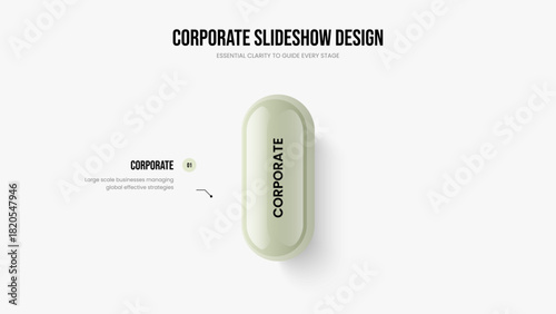Product Launch Frame Design Vector Illustration. Company Review One Step Diagram Presentation Template. Enterprise Portfolio 1 Element Infographic Slideshow Layout.