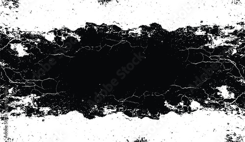 Abstract dark grunge frame. Cracked texture and rough edges. Distressed background. White scratches. Dirty border.