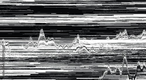 Abstract glitch art background. Modern digital style. Black and white lines. Distorted image.