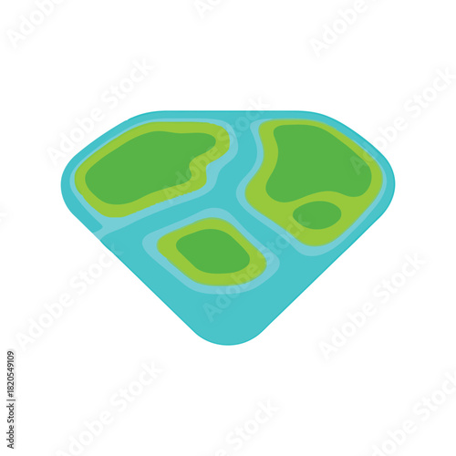Vibrant abstract landmass map icon vector design