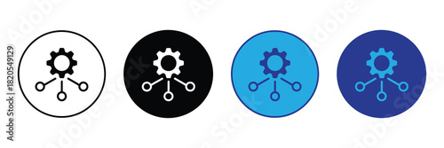 Centralized gear icon with connected nodes symbolizes control, efficiency, and system integration in technology and business concepts