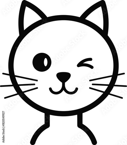 Cute cartoon cat winking vector illustration kitty kitten pet drawing eps silhouette