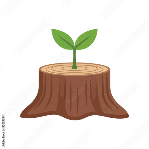 New life sprouting from tree stump: regeneration & sustainability