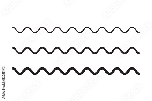 Black wavy line pattern vector. Waves outline icon. Wave thin line symbol 
