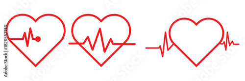 Hearth beat icon, health medical heartbeat symbol isolated on white background. Pulse rate monitor. Vector illustration.