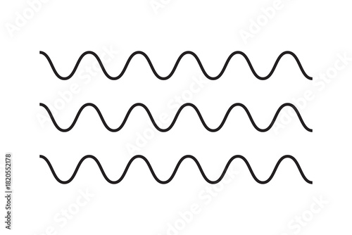 Black wavy line pattern vector. Waves outline icon. Wave thin line symbol 