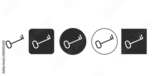 Key icon set for UI design and web applications | Security access symbol vector graphic in multiple styles | Digital password and login skeleton key glyph and pictograms