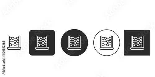 Abacus calculation tool line icon set vector | Traditional counting frame monochrome symbols for math education | Educational arithmetic toy vector illustration for UI/UX design | Vintage calculator