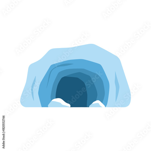 Frozen ice cave entrance vector illustration   winter grotto