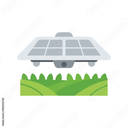 Sustainable smart farming drone solar power vector illustration