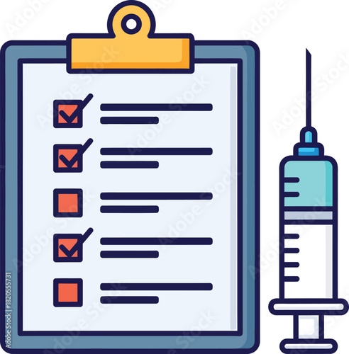 Vaccination checklist immunization record shot list medical clipboard eps silhouette