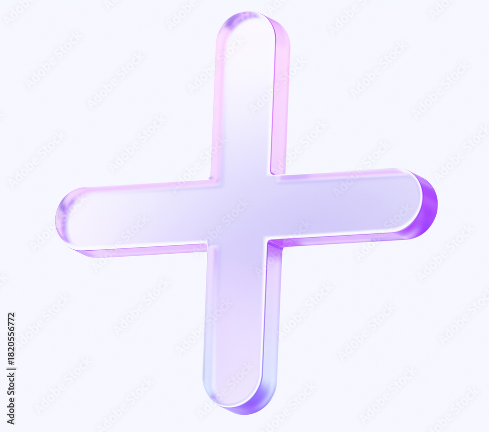 Obraz premium plus icon with colorful gradient. 3d rendering illustration for graphic design, ui ux design, presentation or background. shape with glass effect 