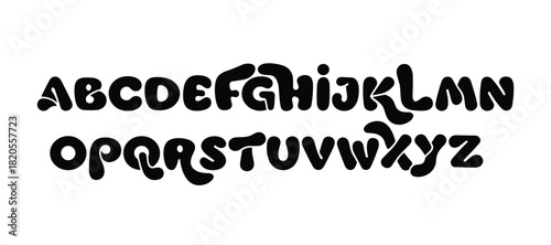 Full english alphabet in bubble style. Cute and fun font design. Bold uppercase letters collection