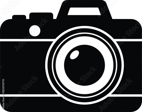 Black and white camera icon photography equipment digital camera lens eps silhouette