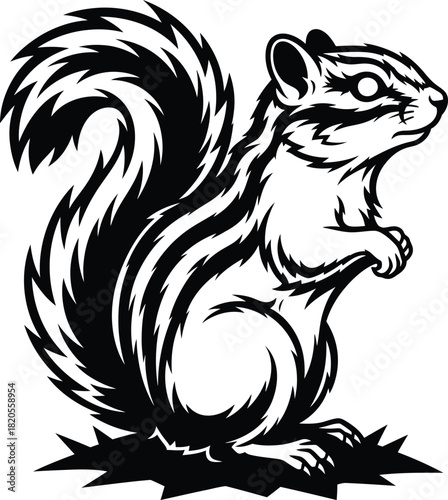 Wallpaper Mural Vector art of a squirrel illustration in black and white clip art style eps silhouette Torontodigital.ca