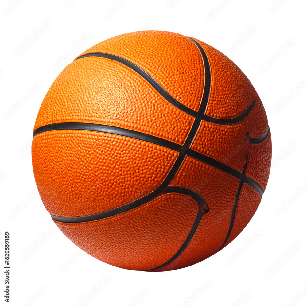 Fototapeta premium Orange rubber basketball isolated on white background for sport and team competition game equipment