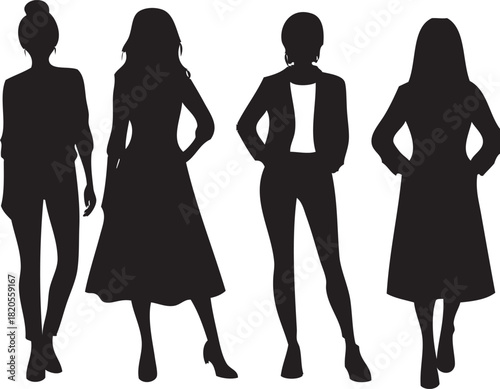 Women's Fashion Silhouettes – Stylish Female Model Set