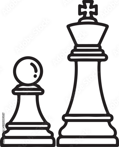 Chess Pawn and King Outline game strategy