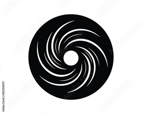 Hurricane symbol; vortex weather icon; swirling storm element; circular natural disaster.