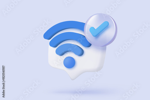 3d wireless connection and sharing network icon signs. Hotspot access point for join connectivity for private and public. Broadcasting with link WiFi. 3d spot signal icon vector render illustration