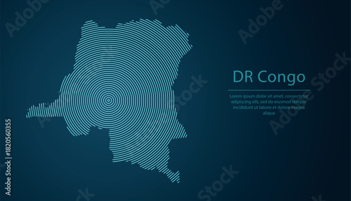DR Congo map contour with abstract circular line pattern