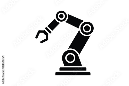 Industrial robotic arm. Automation and manufacturing technology. Factory production line equipment. Modern industry symbol.