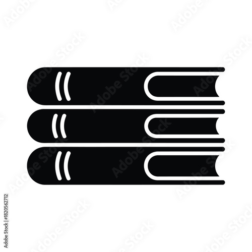 Stack of three books in a simple black silhouette icon, representing education, knowledge, learning, library, and literature, ideal for academic or readingrelated designs