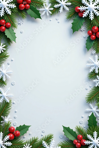 christmas frame with holly