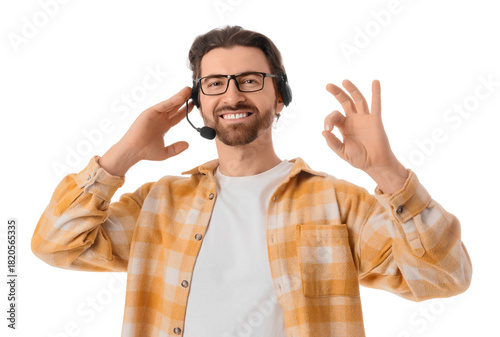 Young male secretary in hea...