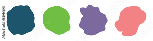 Set of colorful fluid blotches. Modern liquid forms. Abstract organic blob shapes. Irregular design elements.