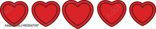 Red Heart Icon Set – Flat Love Symbol - Valentine