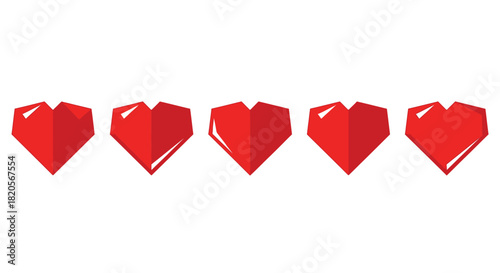 Red Heart Icon Set – Flat Love Symbol - Valentine