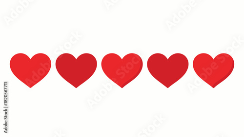 Red Heart Icon Set – Flat Love Symbol - Valentine