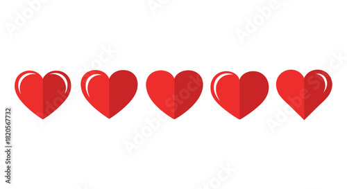 Red Heart Icon Set – Flat Love Symbol - Valentine