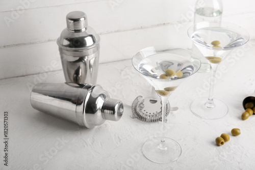 Glasses of tasty martini co...