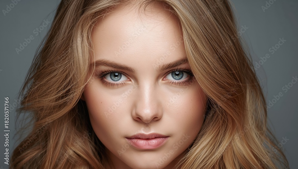 Fototapeta premium Gaze of Tranquility. A Study in Warm Tones and Gentle Light, Focused on the Eyes.