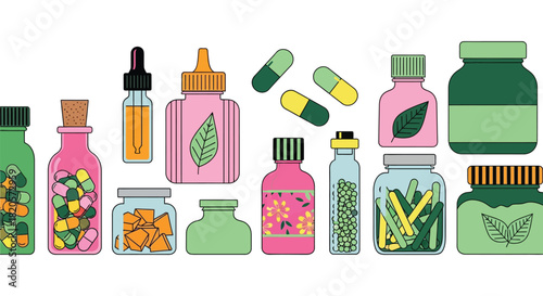 Natural medicine herbal remedies and alternative medicine concept