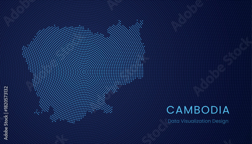 Cambodia dotted digital map for data visualization design
