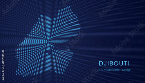 Djibouti dotted digital map for data visualization design