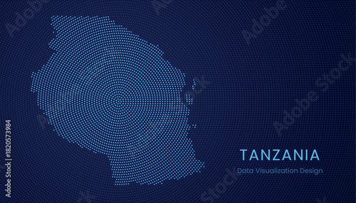 Tanzania dotted digital map for data visualization design