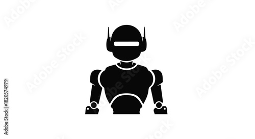 Modern robot icon or avatar with futuristic design and antennas